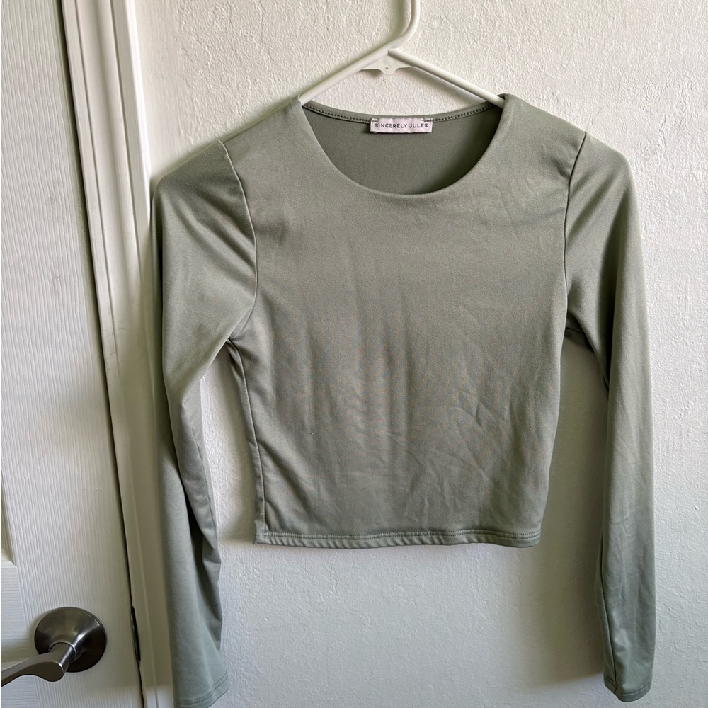 Women's Long Sleeve Top in Sage Green